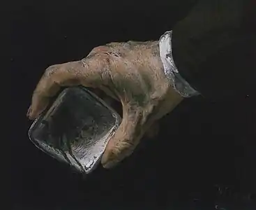Main droite de Menzel avec un pot de peinture, 1864.