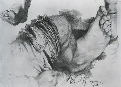 Jambe droite avec pantalon retroussé, 1894.