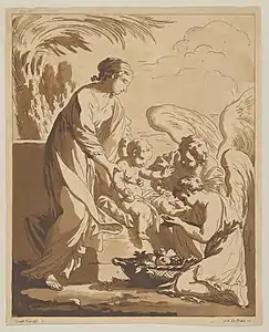L'Adoration des anges (vers 1770), aquatinte d'après Joseph-Marie Vien, New York, MET.