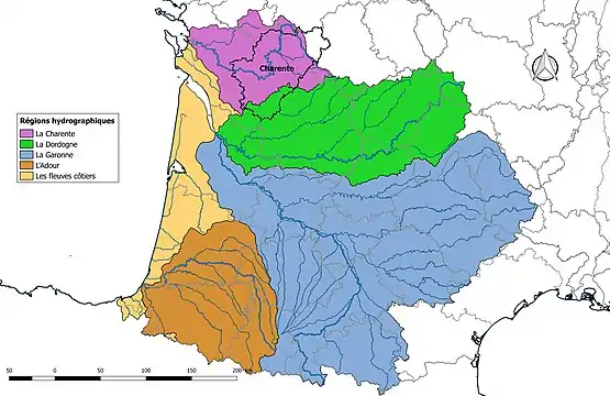 Le département de la Charente est situé pour la majeure partie de son territoire dans le bassin Adour-Garonne.