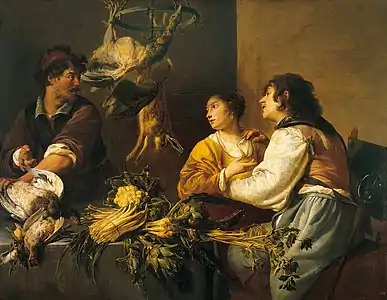 La Cuisine, collaboration avec Adriaen van Utrecht, années 1630Ermitage.