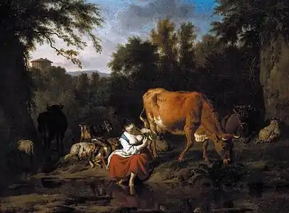 Paysage avec jeune vachère (1671), Collection particulière