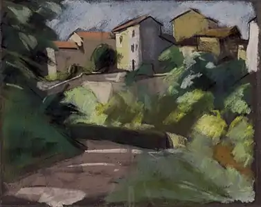 Hameau dans les Monts d'Or, pastel.