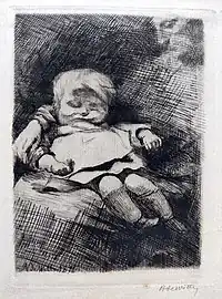 Enfant qui dort, 1876 (Eau-forte ; Inv. Delchevalerie no 28 ; 14,5 × 10,5 cm), Collection privée