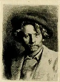 Portrait d'Hubert Zeyen, 1876 (Eau-forte ; Inv. Delchevalerie no 30 ; 12,1 × 8,9 cm), Londres, British Museum