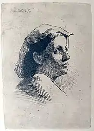 Tête de femme italienne de profil, 1876 (Eau-forte ; Inv. Delchevalerie no 35 ; 12,5 × 9 cm), Collection privée