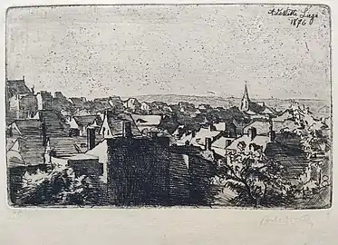 Vue de Liège, 1876 (Eau-forte ; Inv. Delchevalerie no 56), Collection privée
