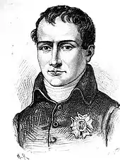 Gravure montrant le portrait de Joseph Bonaparte, une décoration sur la poitrine.