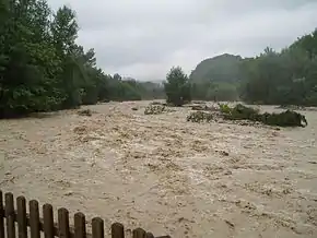 La Gérine lors des crues de 2005 en Suisse.