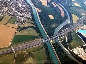 Vue aérienne du viaduc (le plus au nord des deux).