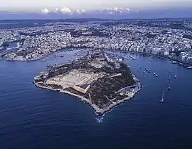 Vu aérienne de l'île Manoel.