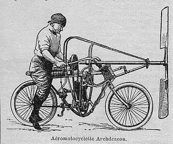 L'aéromotocyclette Archdeacon.