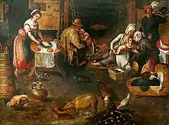 Intérieur d'une habitation paysanne, tableau de Pieter Aertsen, années 1560.