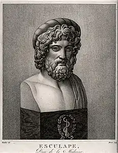 Esculape, dieu de la Médecine, d'après Vauthier.