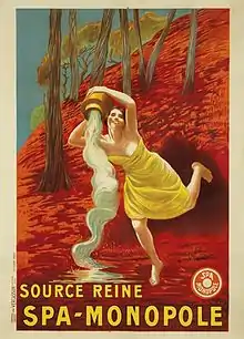 Source Reine Spa-Monopole, affiche publicitaire de 1922, créée par Leonetto Cappiello.