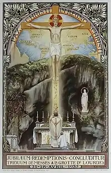 Affiche Triduum de messes à Lourdes en avril 1935