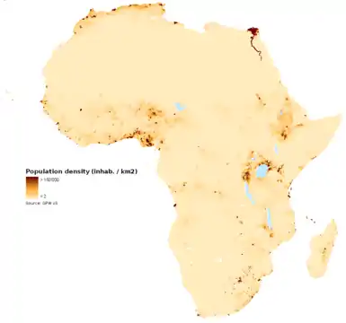 Le Maghreb, la vallée du Nil, les hauts-plateaux de l'Est et les côtes du golfe de Guinée sont les foyers de peuplement en Afrique.