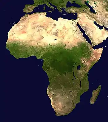 vue satellitaire de l'Afrique montrant le couvert végétal