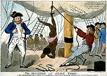 Dessin de l'équipage d'un navire esclavagiste fouettant une femme esclave