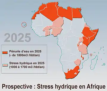 Estimation de l'ONU de la pénurie d'eau ou de stress hydrique en Afrique en 2025.