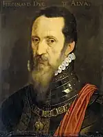 Détail d'un portrait peint du duc d'Albe