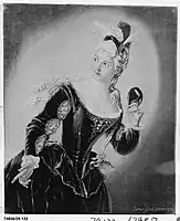 Jean-Jacques Jans d'apres Jean-Baptiste Santerre, Jeune femme tenant un masque, 1725, gobelin, Metropolitan Museum of Art, New York