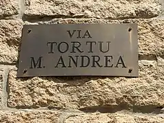 Plaque de la Via Tortu M. Andrea.