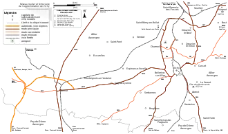 Carte du réseau routier et ferroviaire de l'agglomération de Vichy