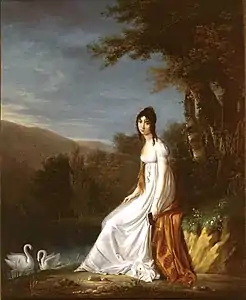 François-Joseph Kinson, Aglaé Auguié dans le jardin de Malmaison, huile sur toile, vers 1801