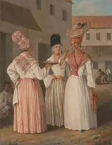 Trois femmes de couleur libres, vers 1779, par Agostino Brunias.