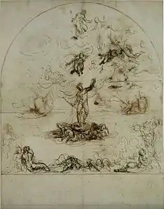 Neptune chassant les nuages et calmant les flots (Quos Egos), Agostino Carracci, années 1590.