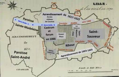 Agrandissements de Lille de 1066 à 1670