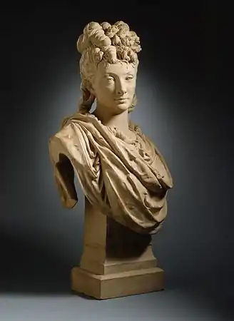 Albert-Ernest Carrier-Belleuse, Portrait de l'actrice Aimée-Olympe Desclée (1836-1874) (vers 1874), terre cuite, musée d'art du comté de Los Angeles.