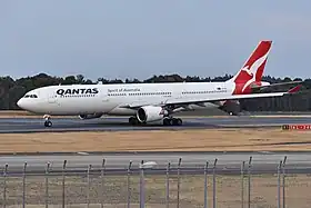 VH-QPA, l'Airbus A330 impliqué, ici en mars 2019, 11 ans après l'incident.