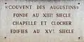 Plaque sur la tour du clocher (septembre 2014)