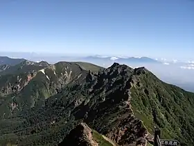 Vue des monts Iō et Yoko depuis le mont Aka.
