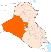 Une carte d'Irakqui montre l'emplacement de la province d'Al-Anbar