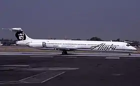 Le McDonnell Douglas MD-83 d'Alaska Airlines impliqué dans l'accident, ici en septembre 1992.