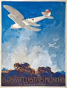 Affiche de la fête de l'aviation à Munich, 1935.