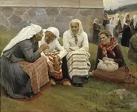 Femmes devant l'église de Ruokolahti, 1887, Helsinki, Galerie nationale de Finlande.