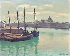 Albert Marquet, L'Église des Sables-d'Olonne vue des quais du port de la Chaume.