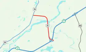 Route 1X souligné en rouge