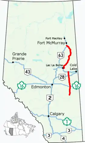 Segments de la Route 881 en Alberta