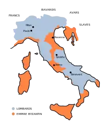 Carte : royaume des Lombards