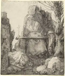 11. Albrecht Dürer, Saint Jérôme, 1512, pointe sèche.