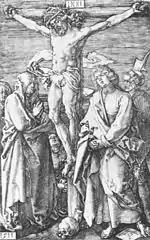 La Crucifixion (n ° 11) (1511) gravure par Albrecht Dürer, Metropolitan Museum of Art, New York City