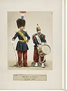Infanterie de ligne vers 1866; tambour major et tambour
