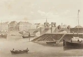 Louis Höflinger (1827‒v.1900), Pont de pierre. Lithographie, papier, 1860.