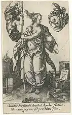 Heinrich Aldegrever, La Diligence (1552), burin sur papier vergé.