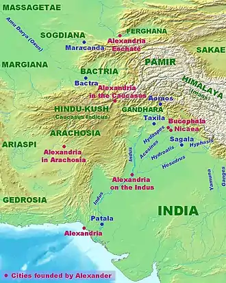 Taxila au sein du monde Indien et de l'Asie centrale après le passage d'Alexandre le Grand (-326/-325)